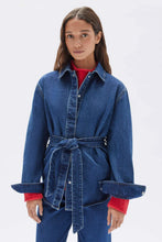 Load image into Gallery viewer, Denim Belted Jacket-Heritage Blue