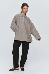 Edie Shirt-Chocolate Stripe