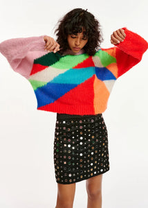 Efancy-Multicolour Intarsia Sweater
