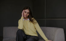 Load image into Gallery viewer, Baby Cable Crew Neck Cardigan-Butter