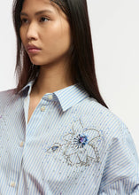 Load image into Gallery viewer, Ferret Embellished Shirt-Blue and White Stripe