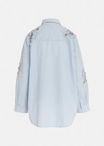 Ferret Embellished Shirt-Blue and White Stripe