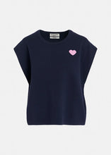 Load image into Gallery viewer, Figeas Knitted Top with Heart-Blueberry/Light Pink Heart