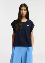 Load image into Gallery viewer, Figeas Knitted Top with Heart-Blueberry/Light Pink Heart