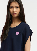 Load image into Gallery viewer, Figeas Knitted Top with Heart-Blueberry/Light Pink Heart