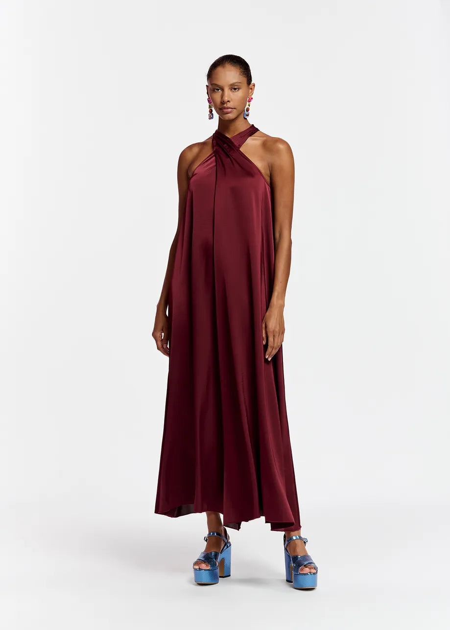 Finch Halter Neck Dress-Dessert Wine