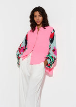 Load image into Gallery viewer, Finks- Neon pink shirt with printed sleeves-Chili Pepper