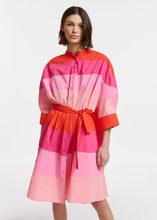 Load image into Gallery viewer, Frederique-Light pink, pink and red cotton knee-length dress