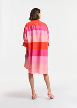 Load image into Gallery viewer, Frederique-Light pink, pink and red cotton knee-length dress