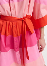 Load image into Gallery viewer, Frederique-Light pink, pink and red cotton knee-length dress