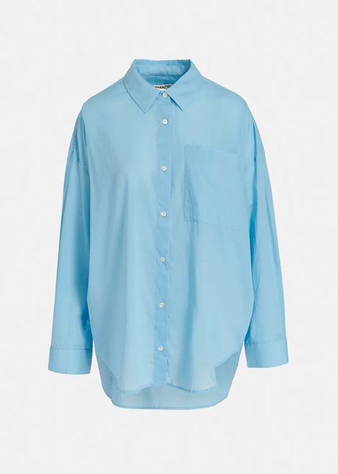 Fummus-Blue oversized cotton-voile shirt