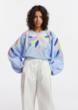 Load image into Gallery viewer, Galaxy-Light blue cotton top with embroideries