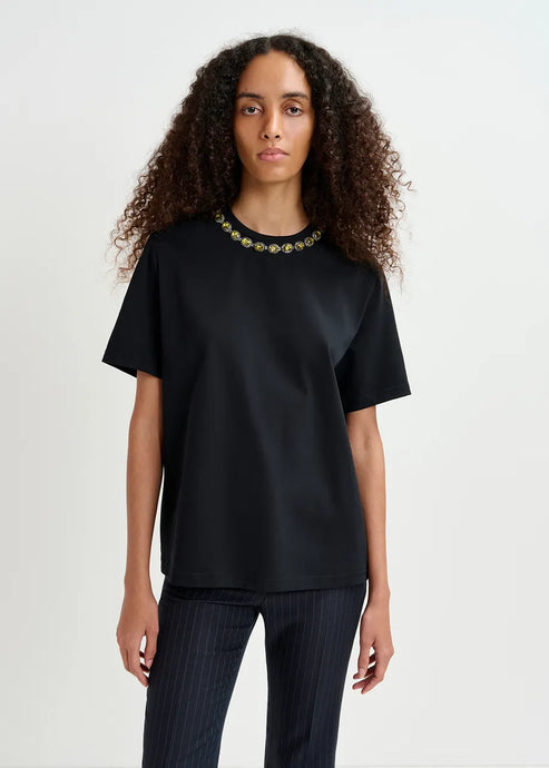 Galenic Embroidered T Shirt-Black