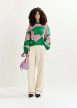 Load image into Gallery viewer, Gastrono Embroidered Knit Pullover-Green/Light Pink