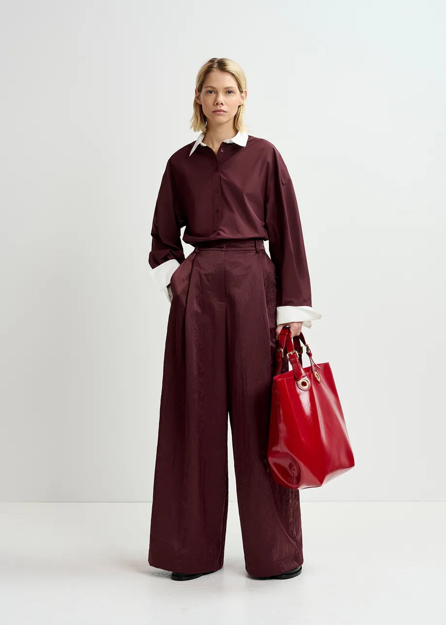 Gazpacho Wide Leg Pants-Maroon