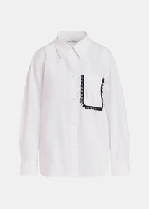 Get Embellished Shirt-White with Black Beaded Embroidery