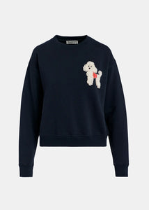 Goggy Embroidered Sweatshirt-Navy Blue