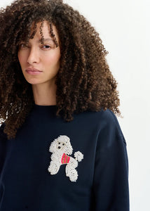 Goggy Embroidered Sweatshirt-Navy Blue