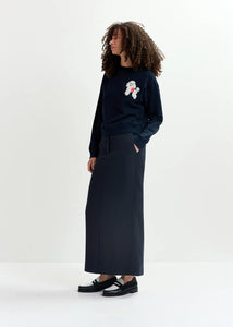 Goggy Embroidered Sweatshirt-Navy Blue