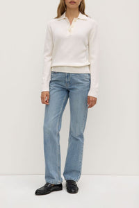 Annabelle Wool Cashmere Knit Polo-Cream
