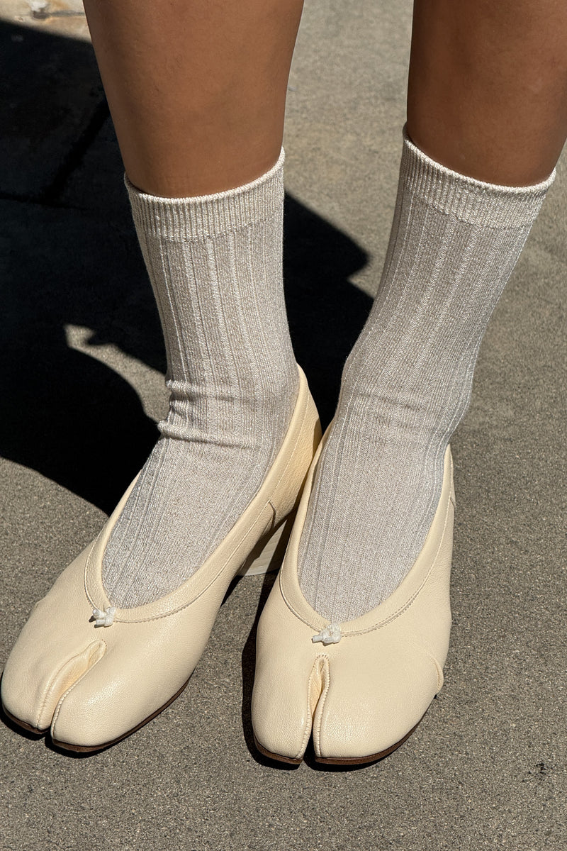 Her Socks Lurex-Ivory Gold Glitter
