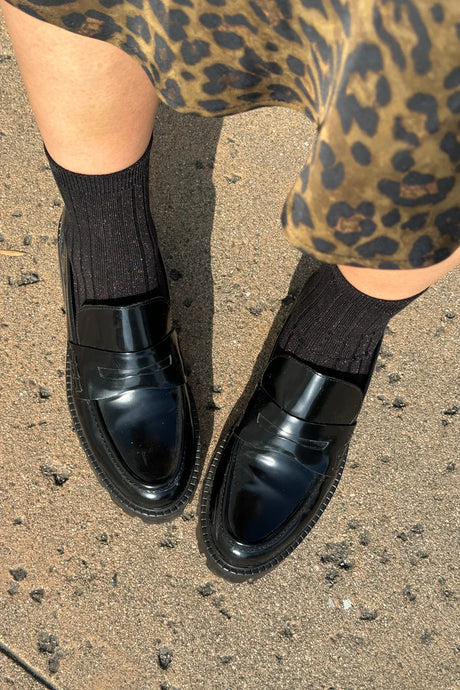 Her Socks Lurex-Copper Black