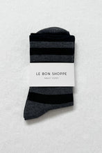 Load image into Gallery viewer, Wally Socks Wide/Charcoal Stripe