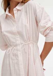 Isla Shirt Dress-Blush Gingham