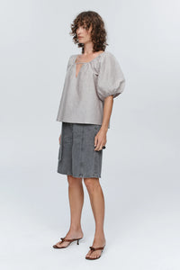 Kendra Top-Chocolate Stripe