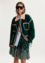 Load image into Gallery viewer, Kokorico Cardigan-Dark green, white and orange