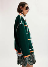 Load image into Gallery viewer, Kokorico Cardigan-Dark green, white and orange