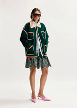 Load image into Gallery viewer, Kokorico Cardigan-Dark green, white and orange