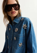 Load image into Gallery viewer, Konnection Rhinestone Shirt-Aqua Marine