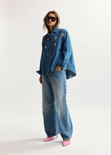 Load image into Gallery viewer, Konnection Rhinestone Shirt-Aqua Marine