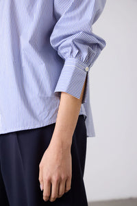 Gabi Stripe Blouse-Blue/White Stripe