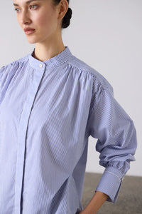 Gabi Stripe Blouse-Blue/White Stripe