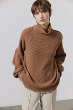 Load image into Gallery viewer, Aidan Ribbed Oversized Sweater-Saddle