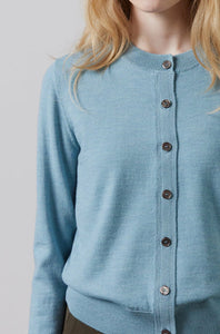 Sylvia Merino Cardigan-Pale Cerulean