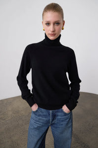 Ashwell Rollneck-Black 100% Cashmere