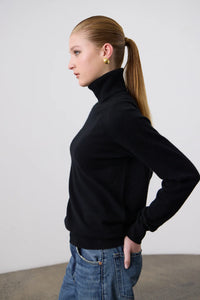 Ashwell Rollneck-Black 100% Cashmere