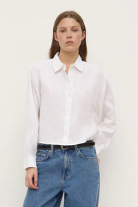 Lilah Linen Boxy Shirt-White