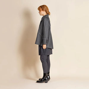 Denim Swing Coat-Black