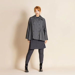 Denim Swing Coat-Black