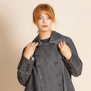 Denim Swing Coat-Black