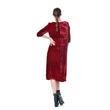 Load image into Gallery viewer, Velvet Roses Romance Dress-Crimson