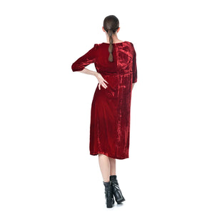 Velvet Roses Romance Dress-Crimson