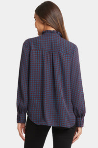 Ruffle Neck Blouse-Plum Trail