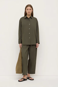 Marigold Poplin Long Sleeve Shirt-Moss