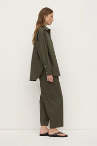 Marigold Poplin Long Sleeve Shirt-Moss