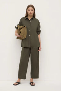 Marigold Poplin Long Sleeve Shirt-Moss